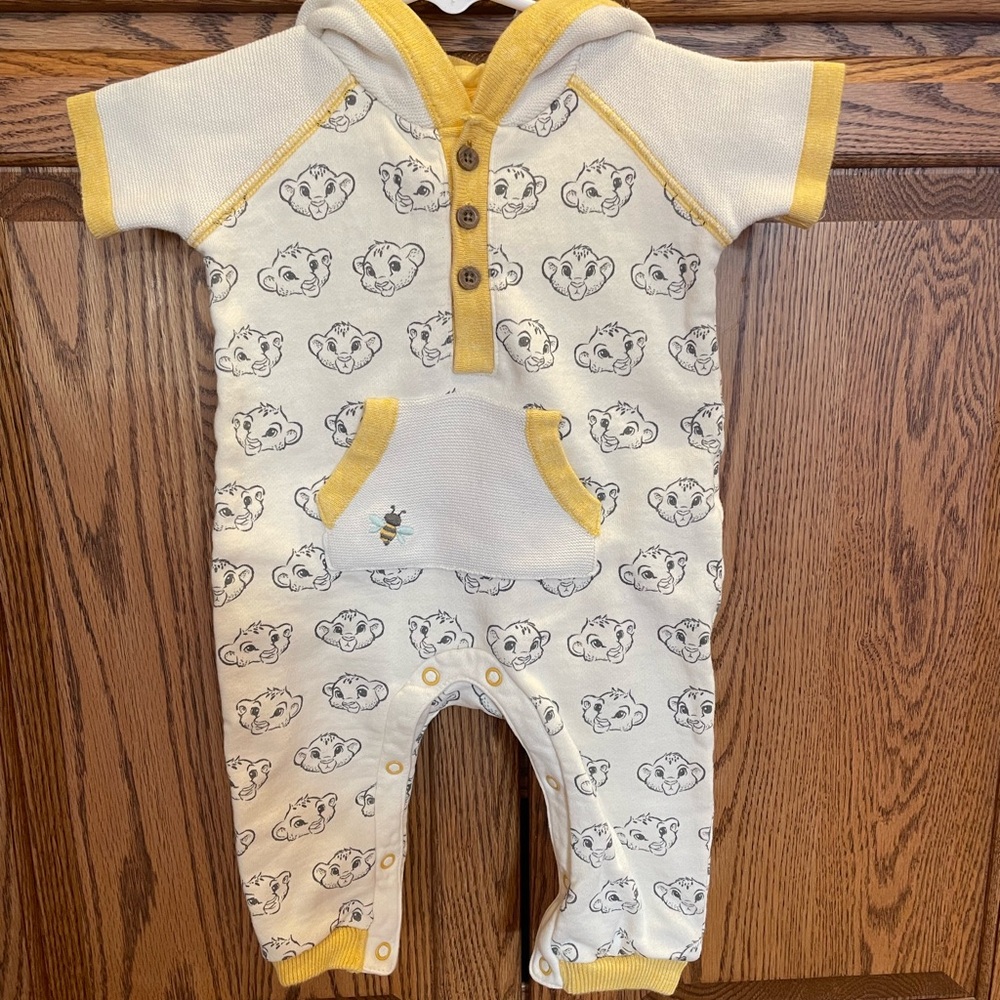 Disney Yellow and White Kids Simba romper